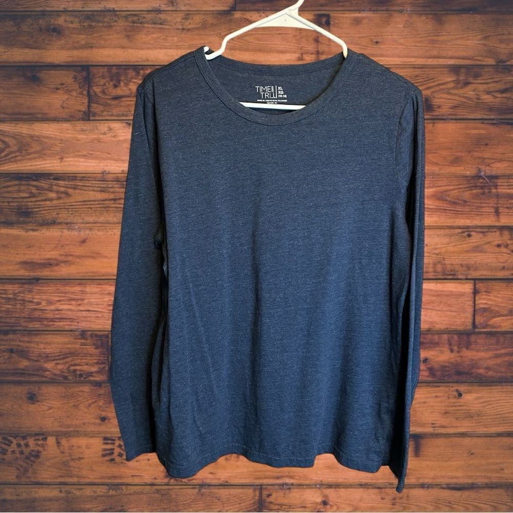 5 for $25🔥Time and Tru Blue Grey Long Sleeve T-Shirt Boys XL (16-18)